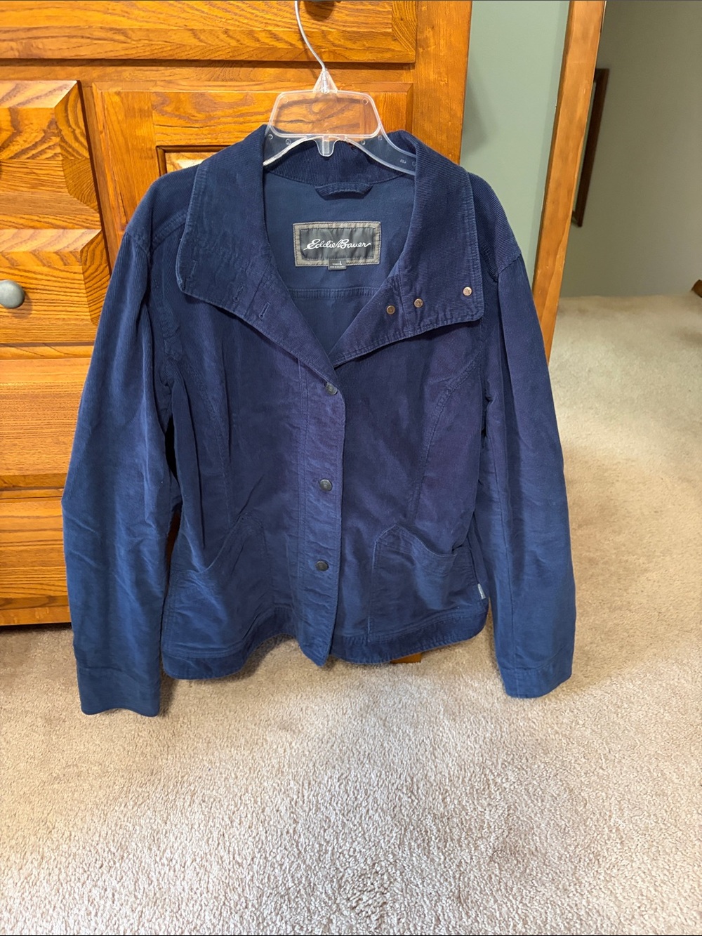 Eddie Bauer Deep Navy Corduroy Button-Front Jacket